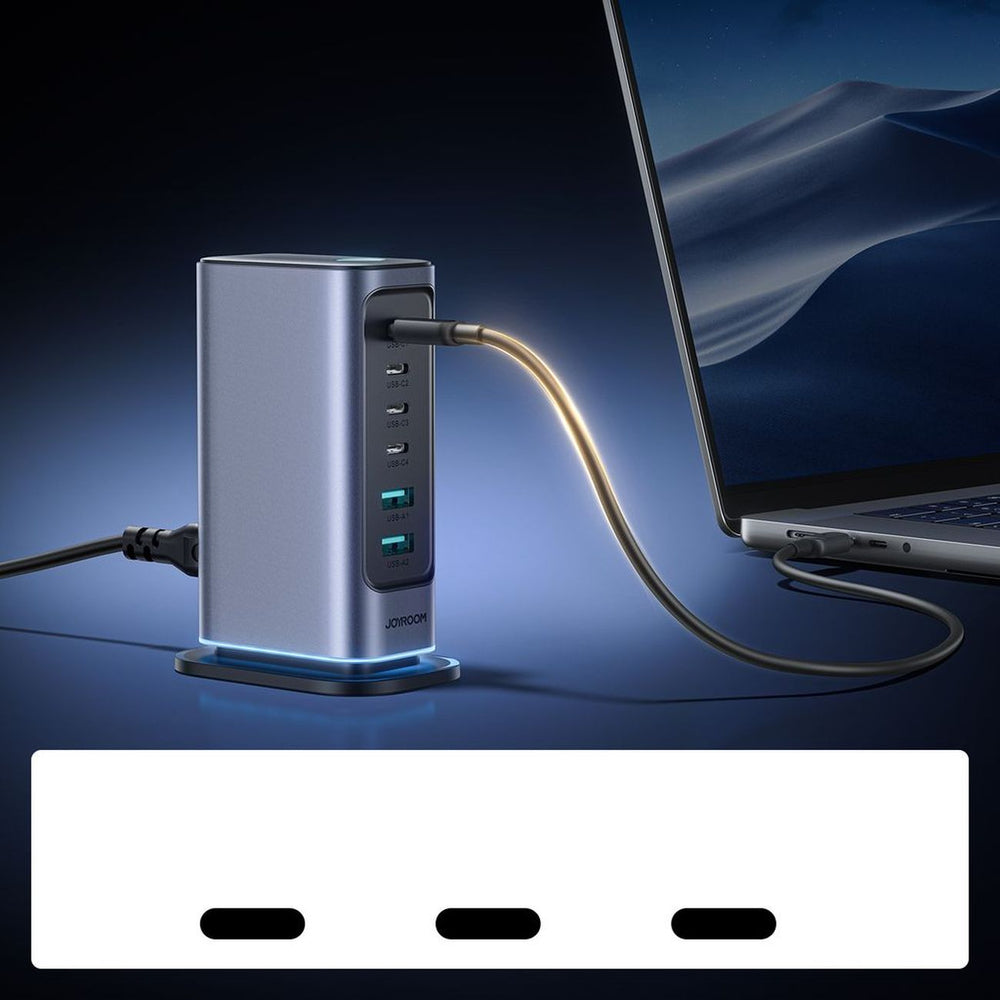 Ładowarka Joyroom JR-TCM02 GaN 65W stacja ładująca 4xUSB-C 2xUSB-A wtyczka UK - szara_11