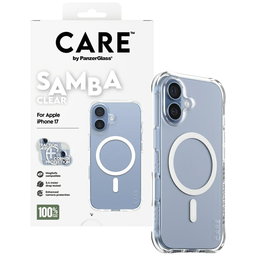 CARE by PanzerGlass Fashionable Samba Case w. White MagSafe for iPhone 17 - Transparent_3
