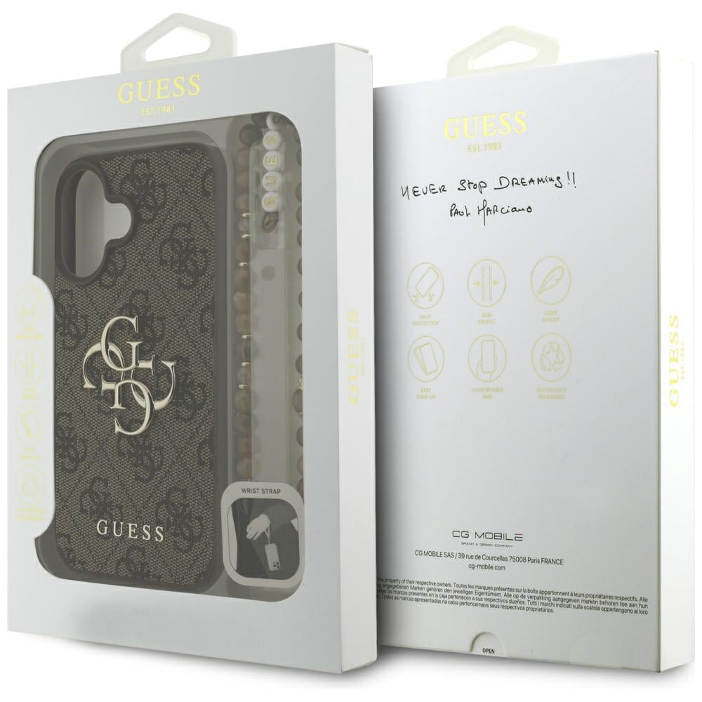 Guess 4G Strap 4G Classic Logo Case for iPhone 16 - Brown_7