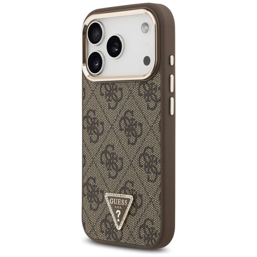 Guess 4G Triangle Logo MagSafe Case for iPhone 17 Pro - Brown and Gold_1