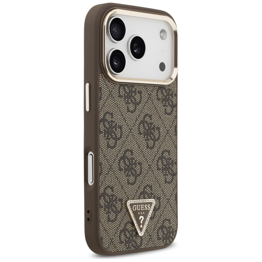 Guess 4G Triangle Logo MagSafe Case for iPhone 17 Pro - Brown and Gold_3
