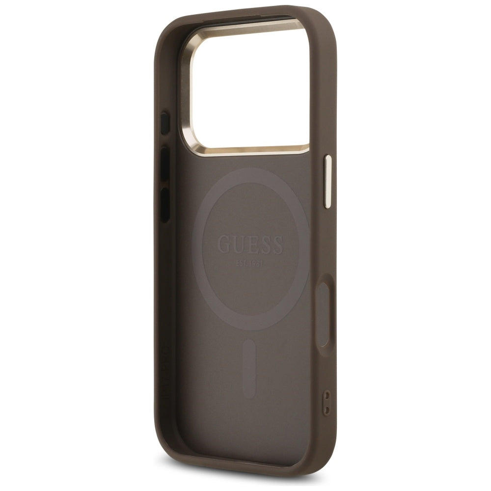 Guess 4G Triangle Logo MagSafe Case for iPhone 17 Pro - Brown and Gold_6