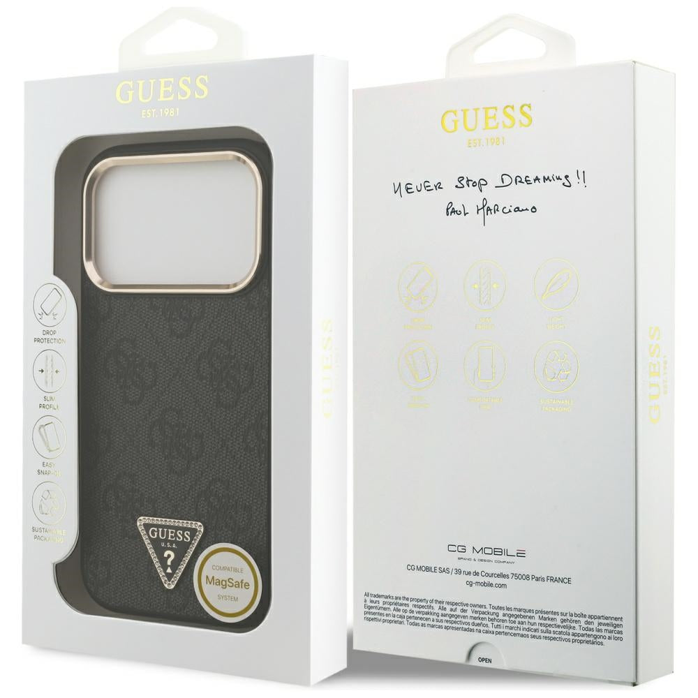 Guess 4G Triangle Logo MagSafe Case for iPhone 17 Pro - Black and Gold_7