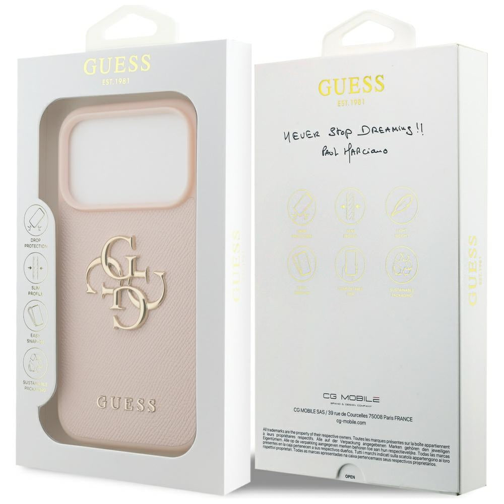 Guess Grained Big 4G & Classic Logo iPhone 17 Pro Case - Pink_7
