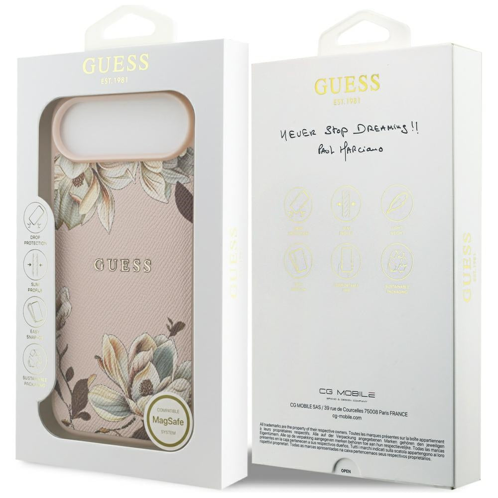 Guess Grained Flowers Classic Logo MagSafe iPhone Air Case - Pink_7