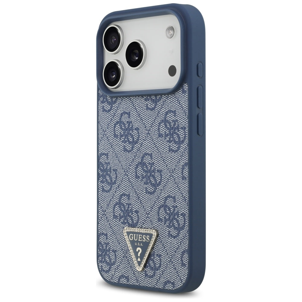 Guess Leather 4G Triangle Strass MagSafe Case for iPhone 17 Pro - Blue_1