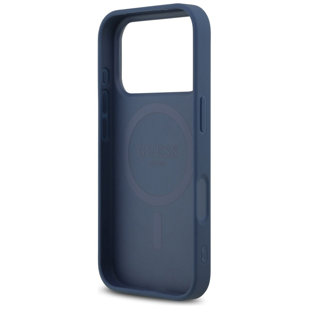 Guess Leather 4G Triangle Strass MagSafe Case for iPhone 17 Pro - Blue_6