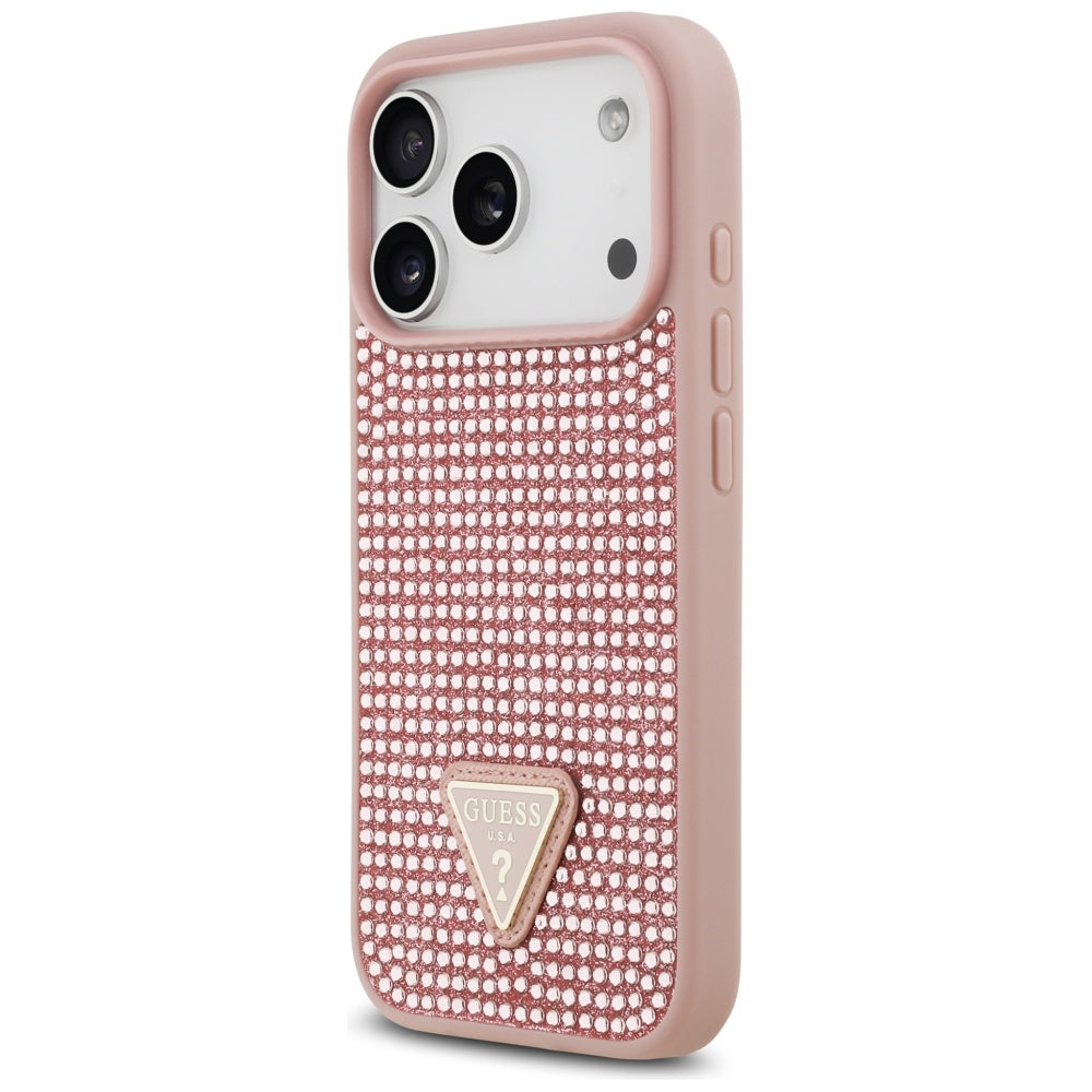Guess Rhinestone Triangle Logo iPhone 17 Pro Case - Pink_1