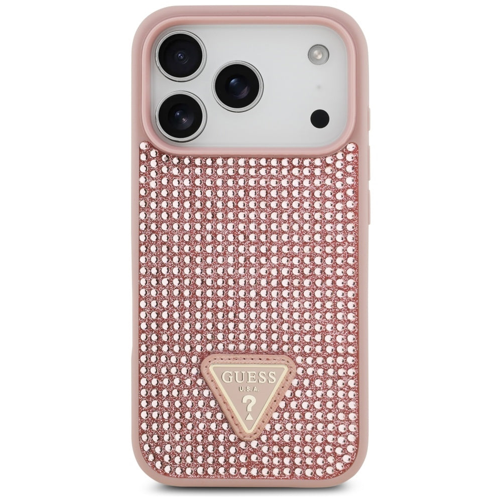 Guess Rhinestone Triangle Logo iPhone 17 Pro Case - Pink_2
