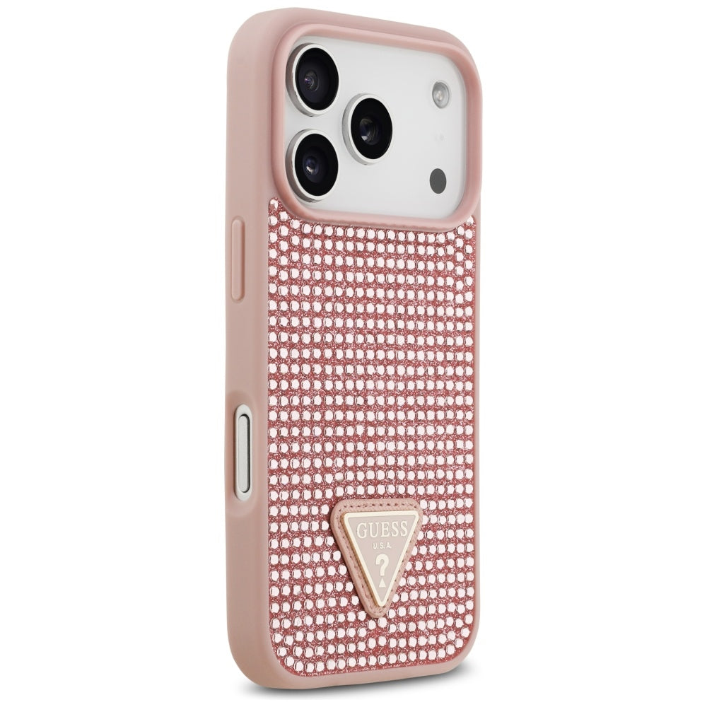 Guess Rhinestone Triangle Logo iPhone 17 Pro Case - Pink_3