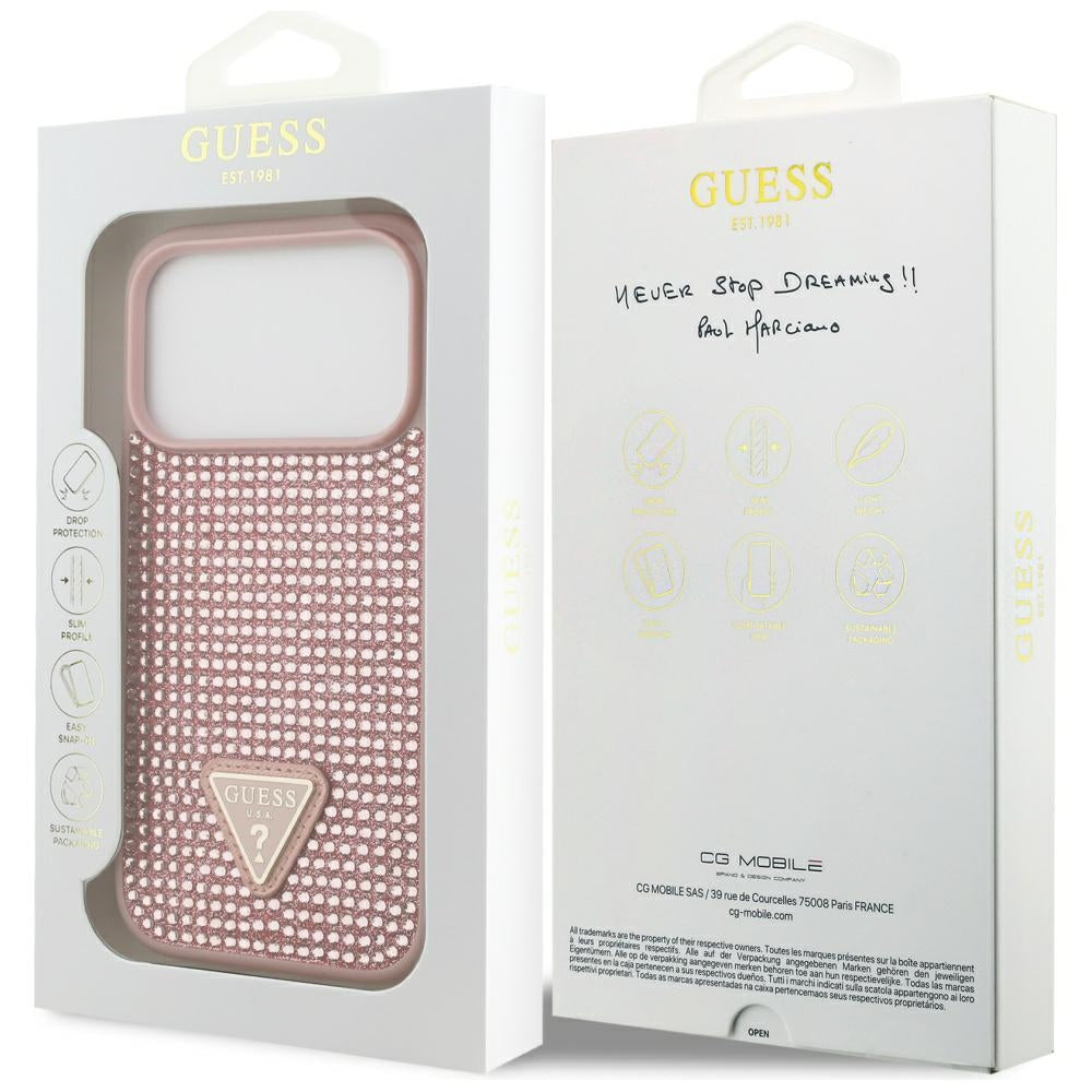 Guess Rhinestone Triangle Logo iPhone 17 Pro Case - Pink_7