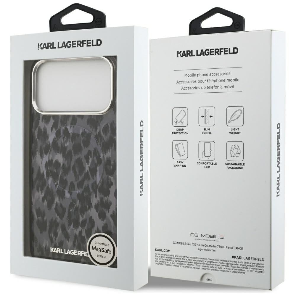 Karl Lagerfeld IML Leopard Pattern MagSafe Case for iPhone 17 Pro Max - Black_7