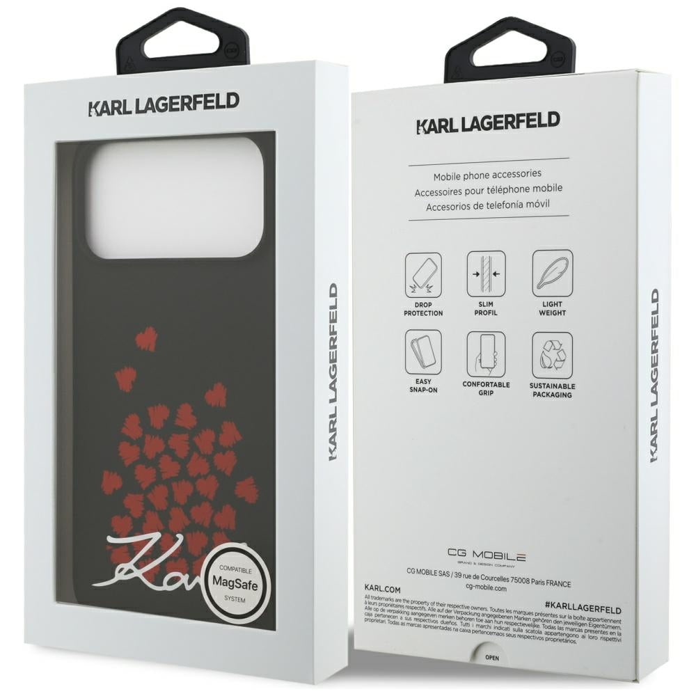 Karl Lagerfeld Silicone Heart Sign Logo MagSafe Case for iPhone 17 Pro Max - Black_7