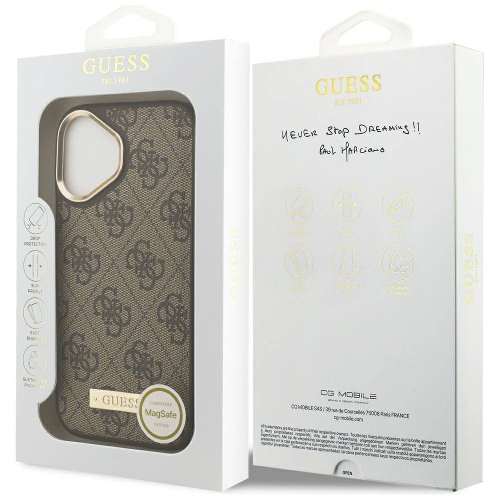 Guess 4G Logo Plate MagSafe case for iPhone 17 - brown_7