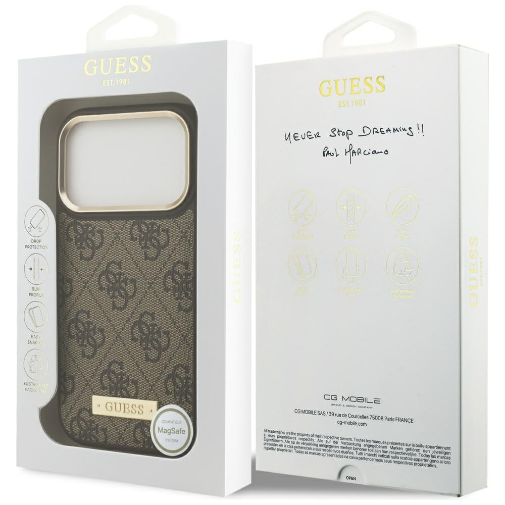 Guess 4G Logo Plate MagSafe case for iPhone 17 Pro - brown_7