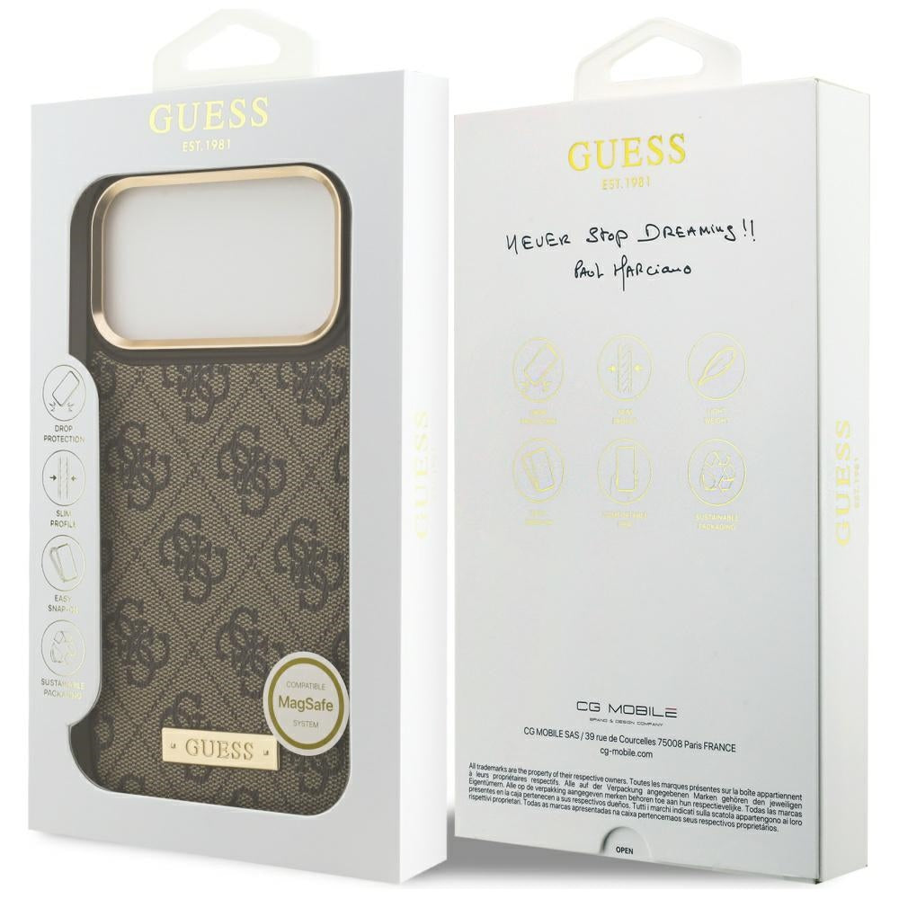 Guess 4G Logo Plate MagSafe Case for iPhone 17 Pro Max - Brown_7