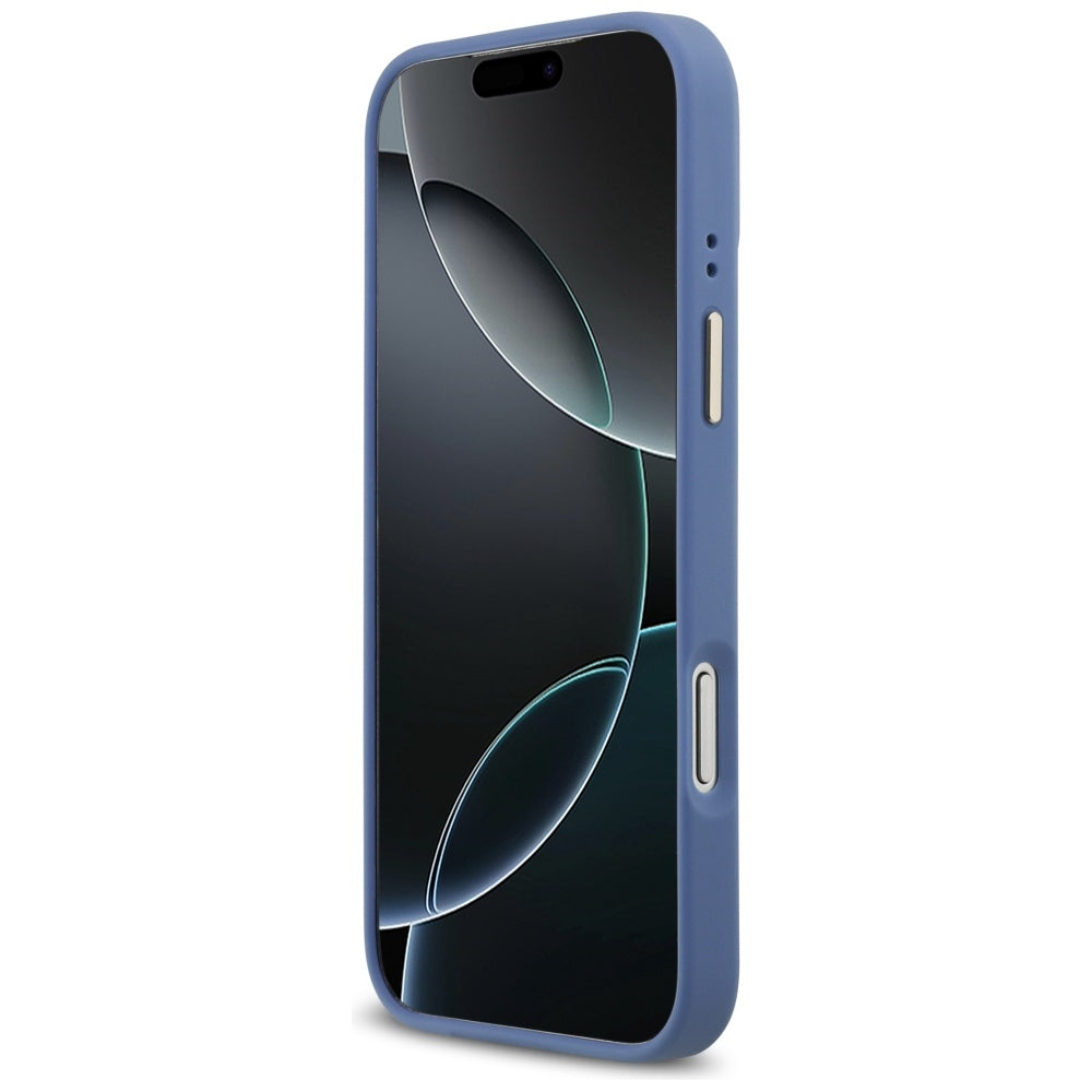 Guess 4G Strass Logo & Big Strap Metal Buttons MagSafe Case for iPhone 17 Pro Max - Blue_4