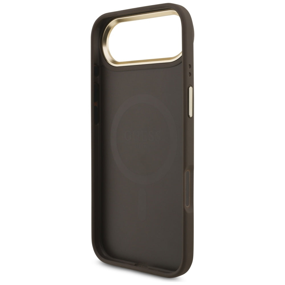 Guess 4G Strass Logo & Big Strap Metal Buttons MagSafe Case for iPhone Air - Brown_6