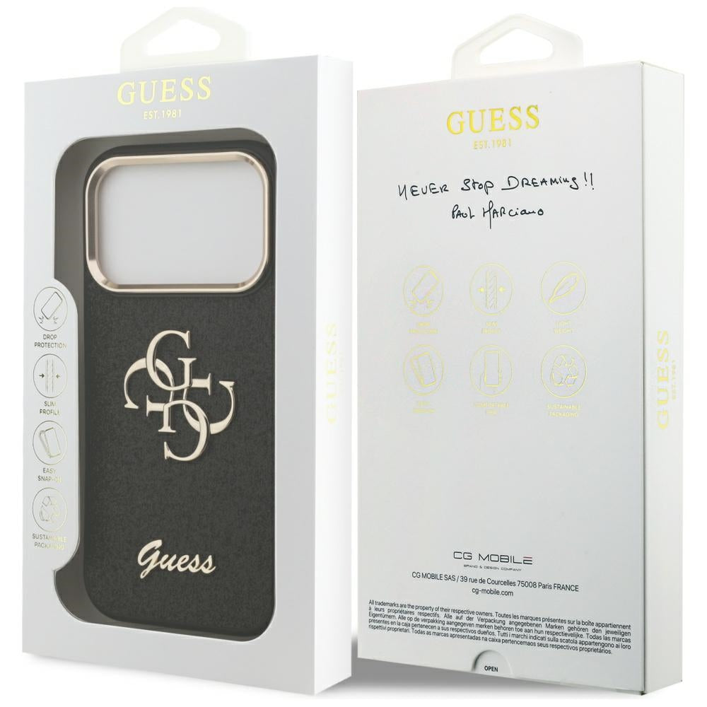 Guess Fixed Glitter Big 4G Metal Frame case for iPhone 17 Pro - black_7