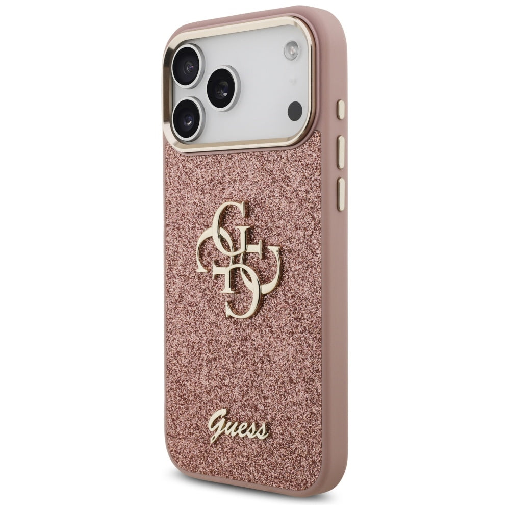 Guess Fixed Glitter Big 4G Metal Frame Case for iPhone 17 Pro Max - Pink_1