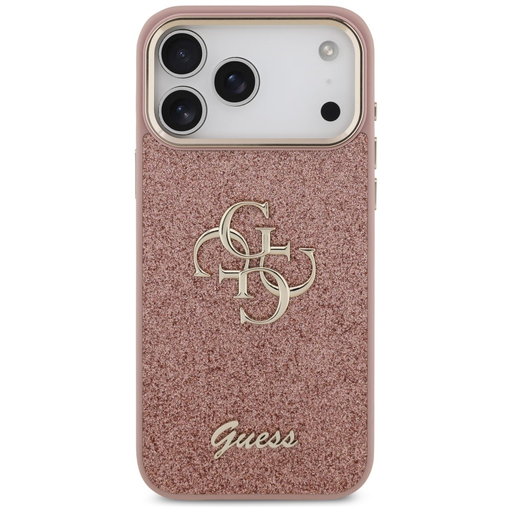 Guess Fixed Glitter Big 4G Metal Frame Case for iPhone 17 Pro Max - Pink_2