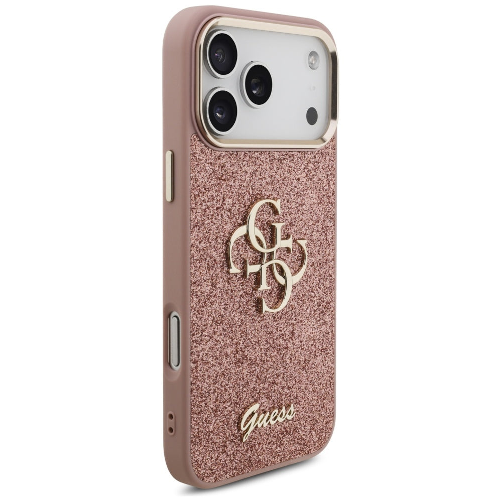 Guess Fixed Glitter Big 4G Metal Frame Case for iPhone 17 Pro Max - Pink_3