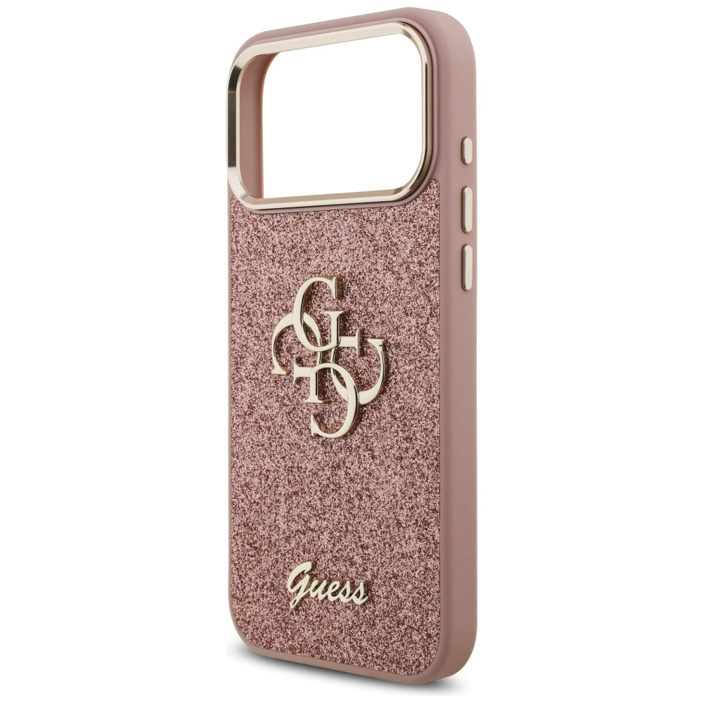 Guess Fixed Glitter Big 4G Metal Frame Case for iPhone 17 Pro Max - Pink_5