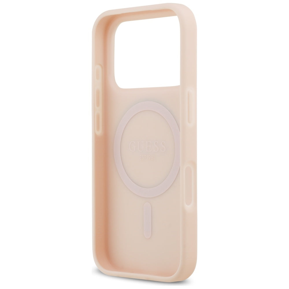 Guess Grained Flowers Classic Logo MagSafe case for iPhone 17 Pro Max - pink_6