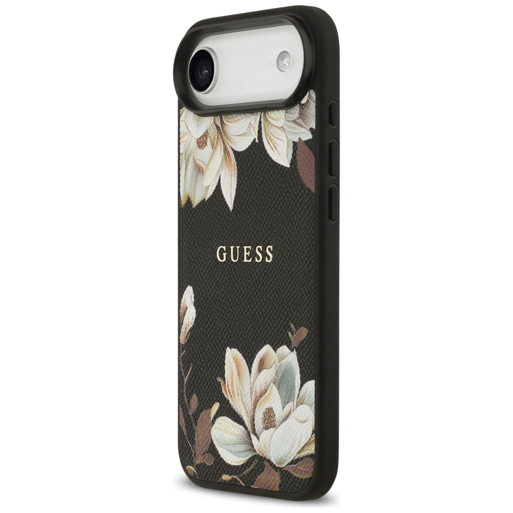 Guess Grained Flowers Classic Logo MagSafe case for iPhone Air - black_1