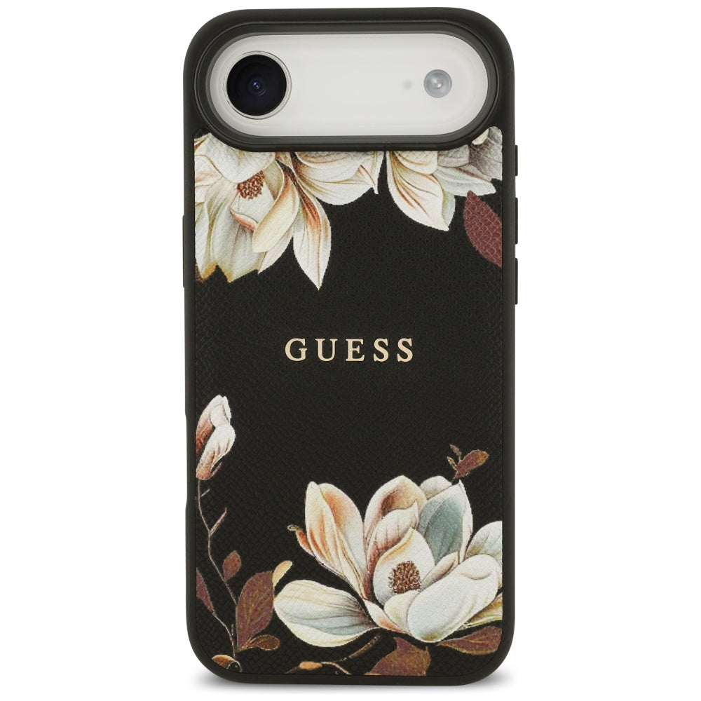 Guess Grained Flowers Classic Logo MagSafe case for iPhone Air - black_2