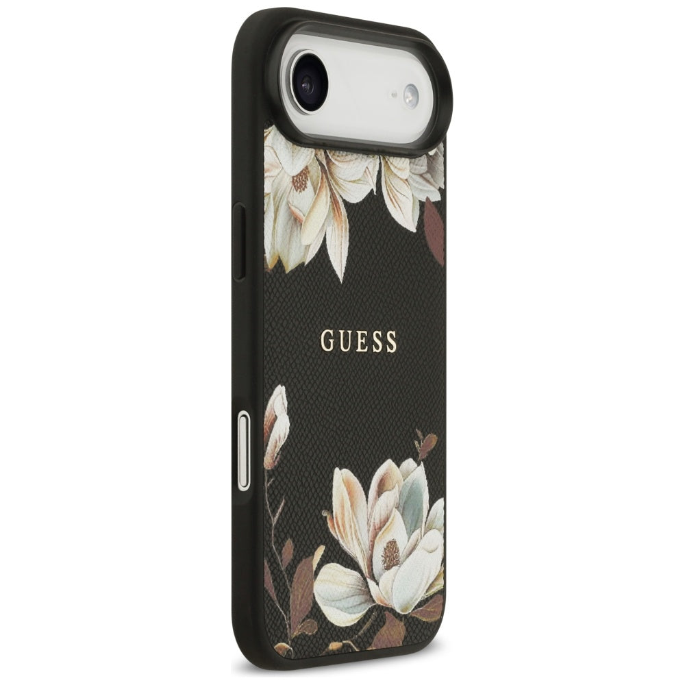 Guess Grained Flowers Classic Logo MagSafe case for iPhone Air - black_3