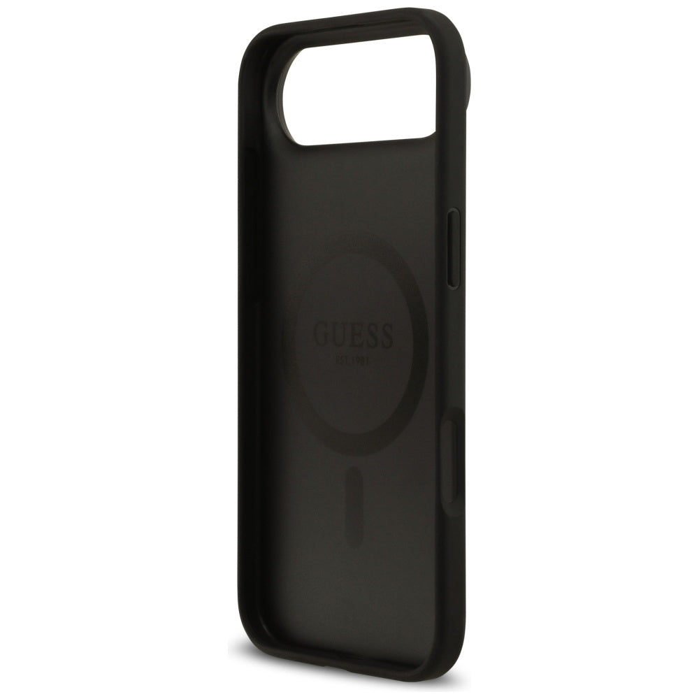 Guess Grained Flowers Classic Logo MagSafe case for iPhone Air - black_6