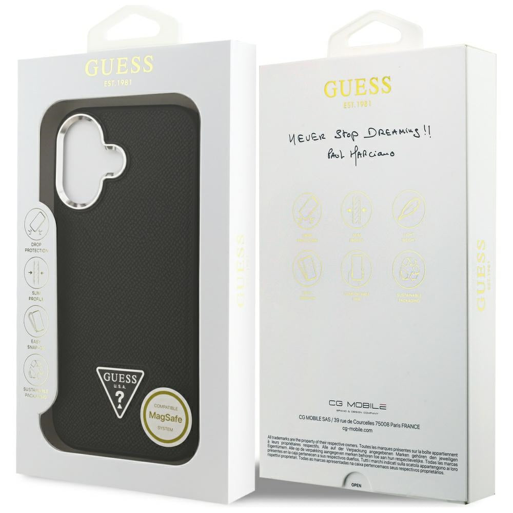 Guess Grained Triangle Logo MagSafe case for iPhone 17 - black_7