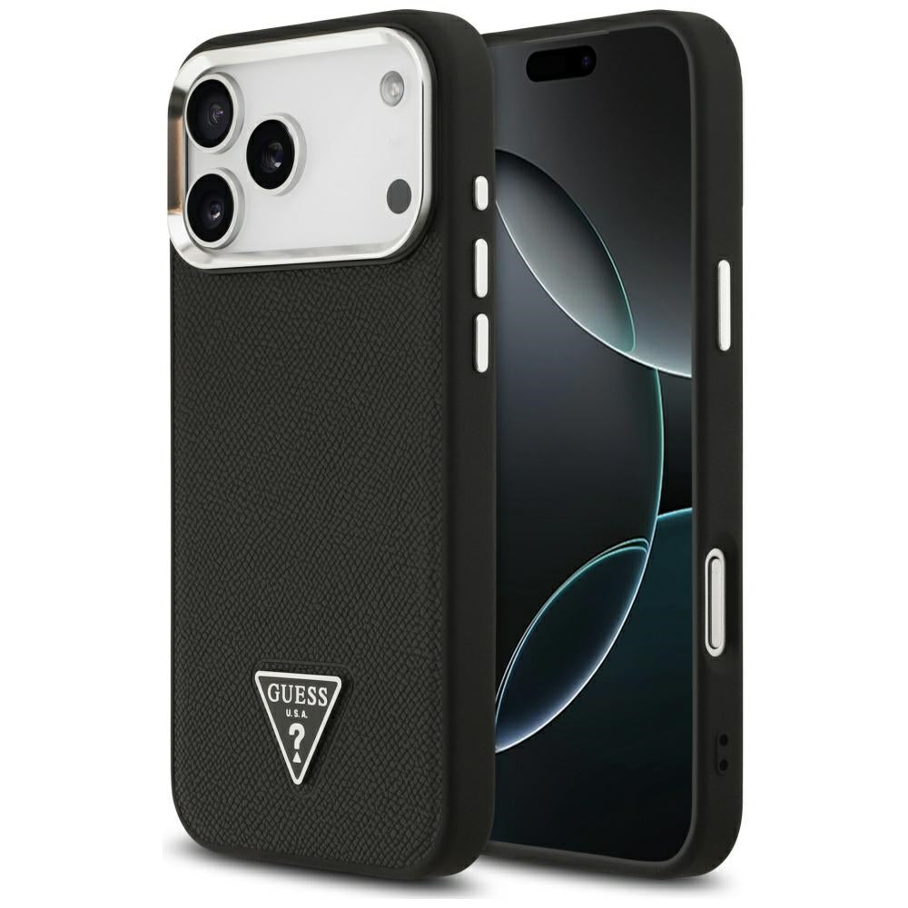 Guess Grained Triangle Logo MagSafe case for iPhone 17 Pro - black_0