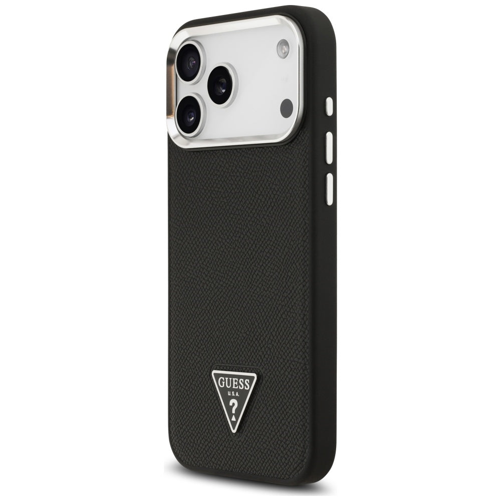 Guess Grained Triangle Logo MagSafe case for iPhone 17 Pro - black_1