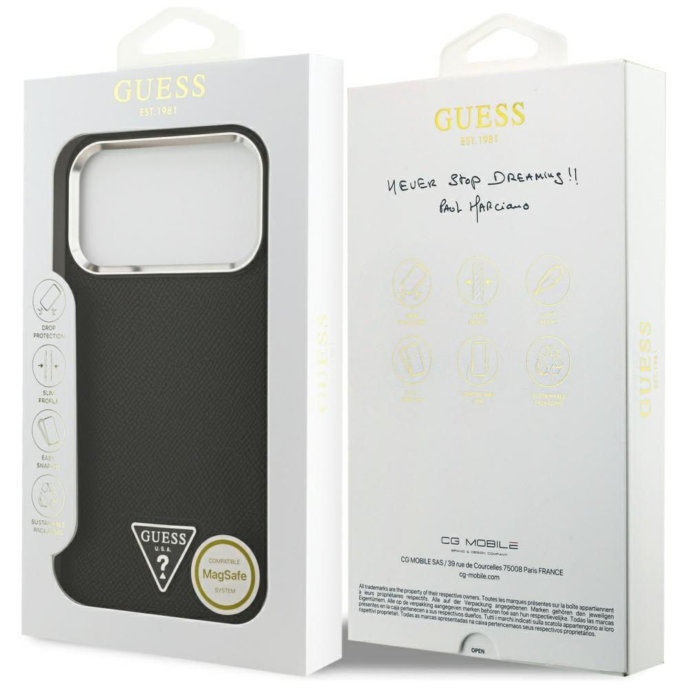 Guess Grained Triangle Logo MagSafe case for iPhone 17 Pro Max - black_7