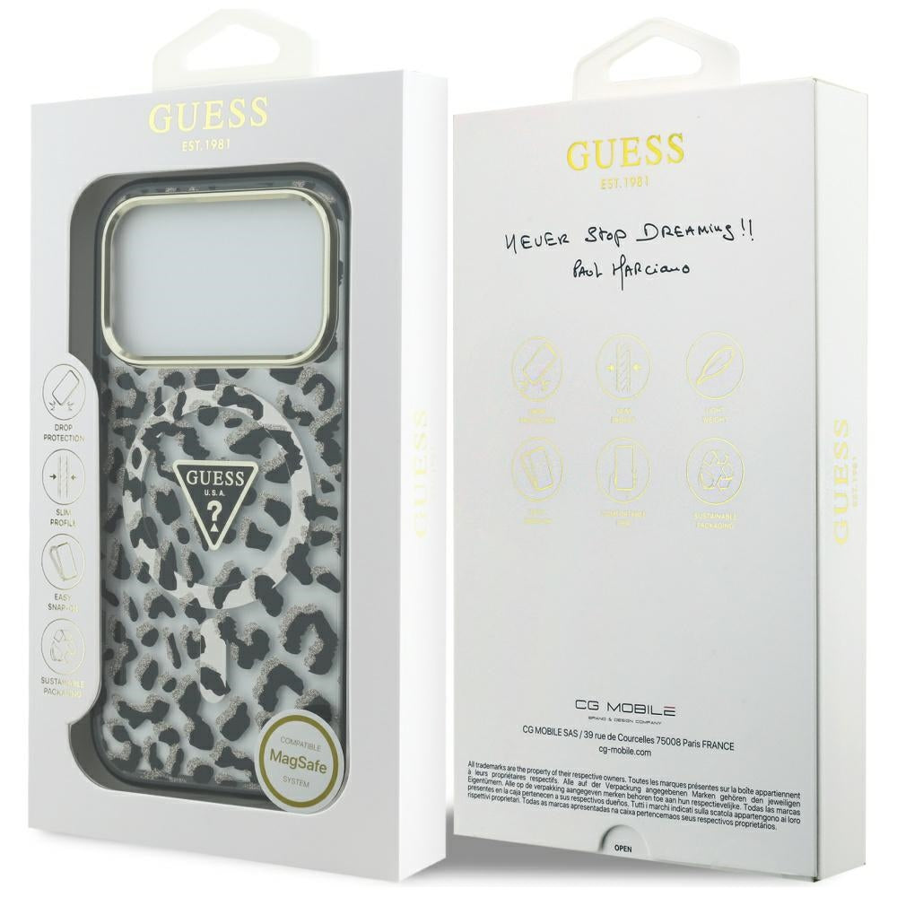 Guess Leopard Glitter MagSafe Case for iPhone 17 Pro - Black_7