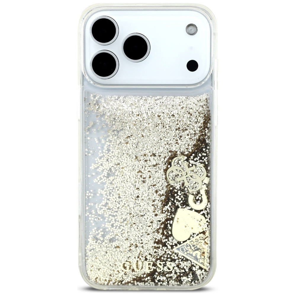 Guess Liq. Glitter 4 Charms Case for iPhone 17 Pro Max - Gold_2
