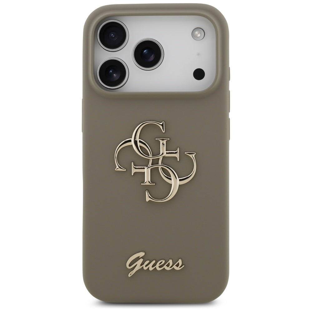 Guess Silicone Big 4G Script Case for iPhone 17 Pro - Brown_2
