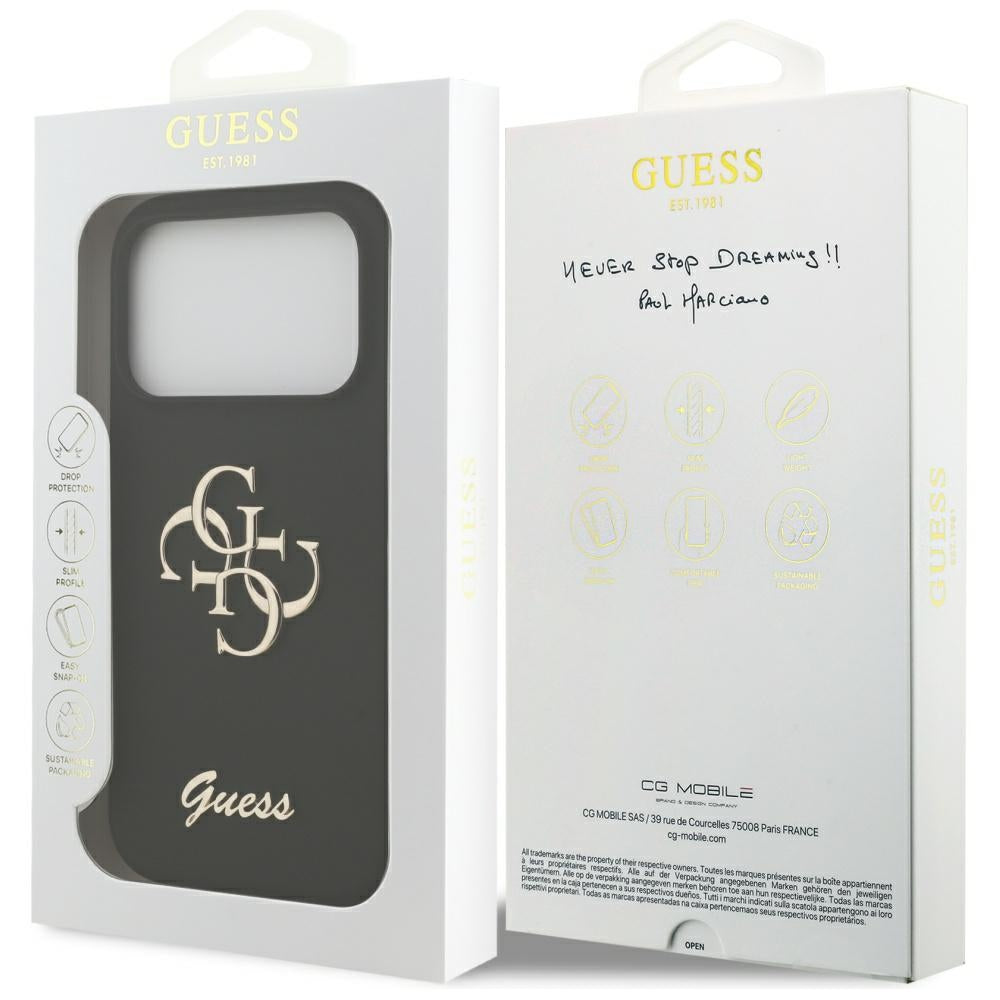 Guess Silicone Big 4G Script Case for iPhone 17 Pro - Black_7