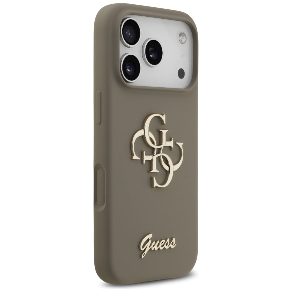 Guess Silicone Big 4G Script Case for iPhone 17 Pro Max - Brown_3
