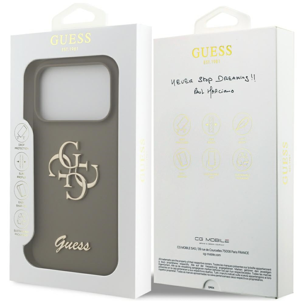 Guess Silicone Big 4G Script Case for iPhone 17 Pro Max - Brown_7