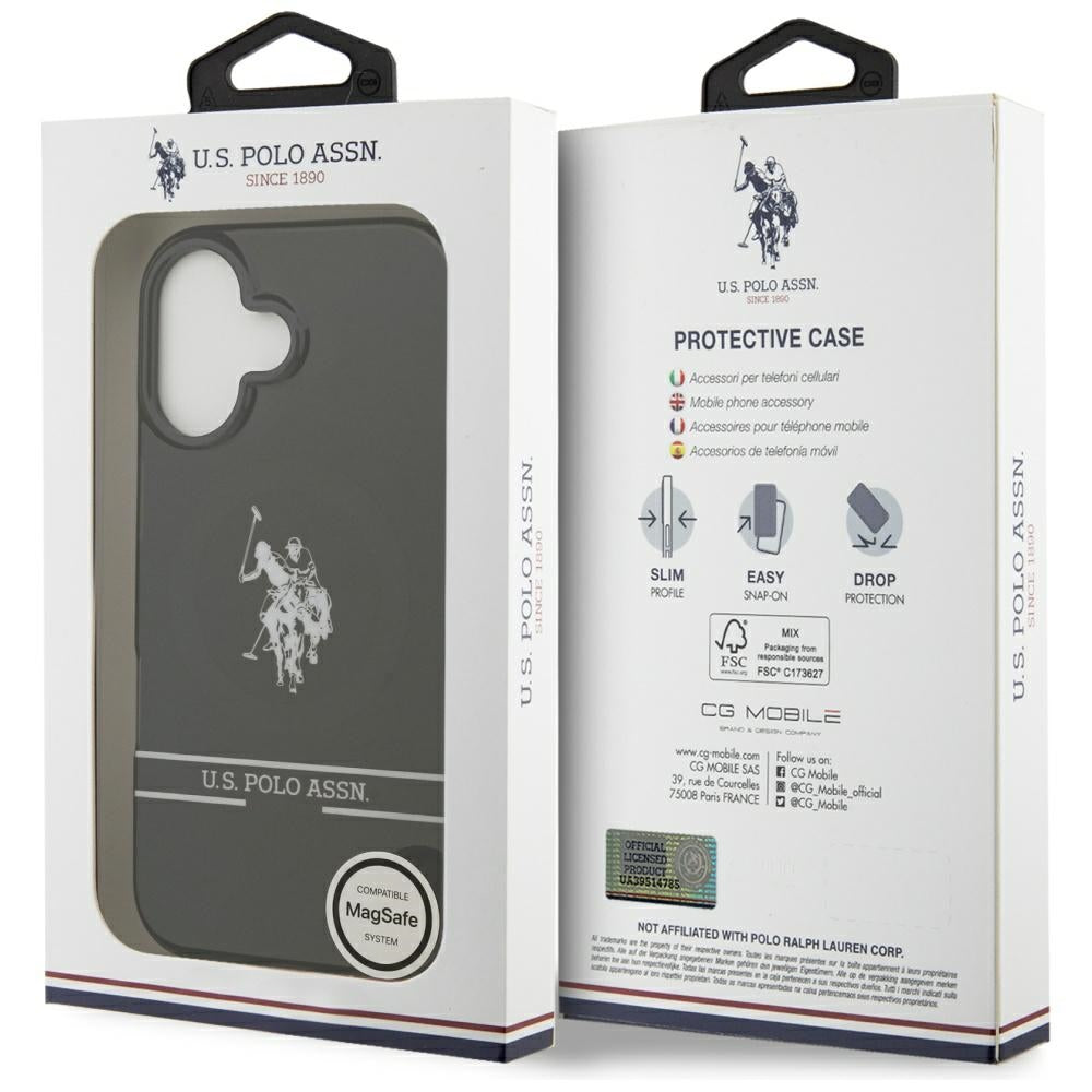 US Polo DH and Bottom Stripe Logo MagSafe iPhone 17 Case - Black_7