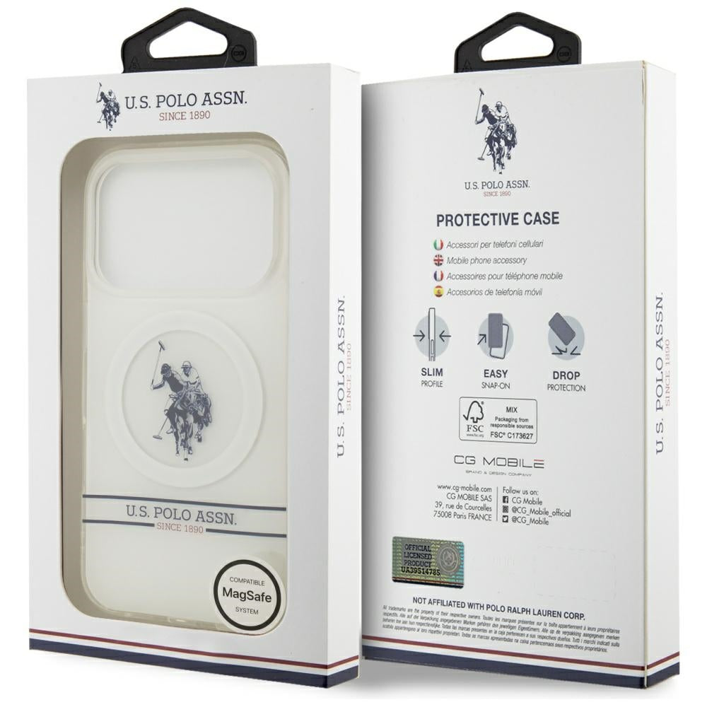 US Polo DH and Bottom Stripe Logo MagSafe Case for iPhone 17 Pro - White_7