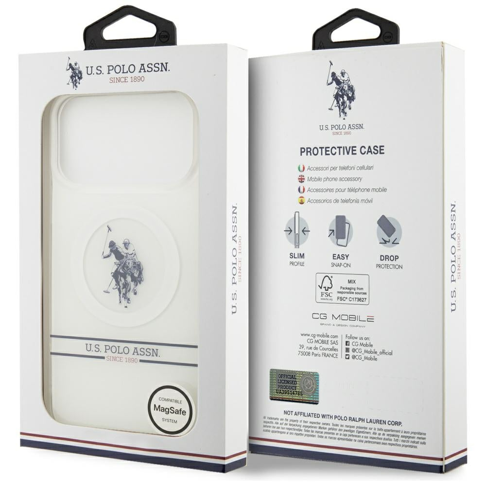 US Polo DH and Bottom Stripe Logo MagSafe Case for iPhone 17 Pro Max - White_7