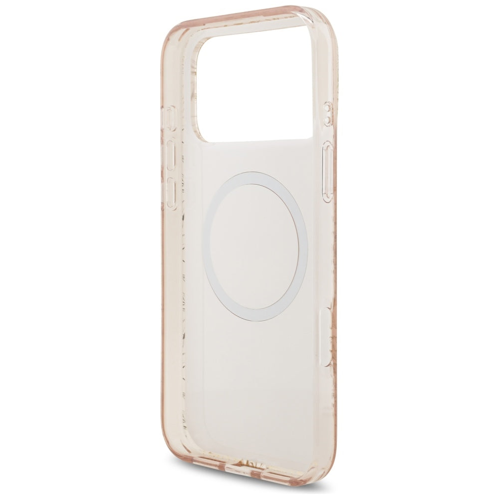 Guess IML Flowers Electro Pearl Strap MagSafe Case for iPhone 17 Pro Max - Pink_6