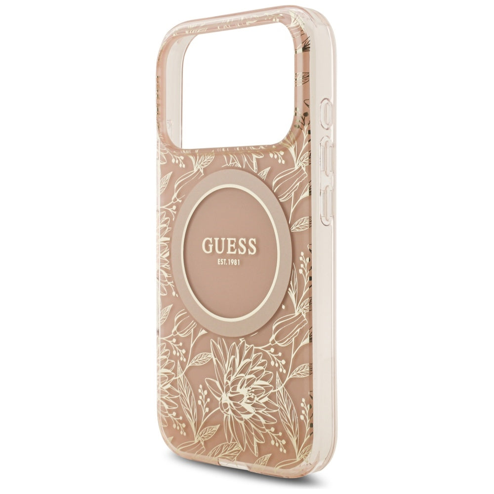 Guess IML Flowers Electro Pearl Strap MagSafe Case for iPhone 17 Pro - Pink_5