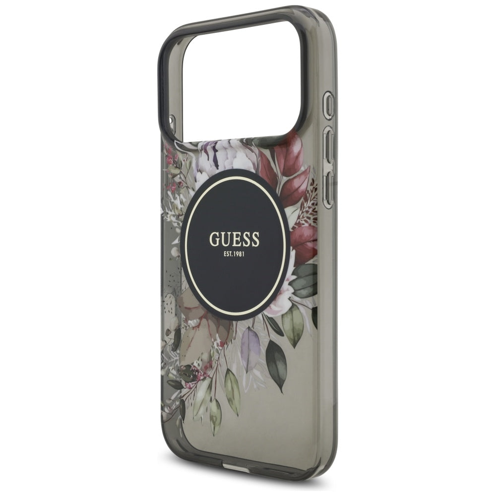 Guess IML Flowers Pearl Strap MagSafe case for iPhone 17 Pro Max - black_5