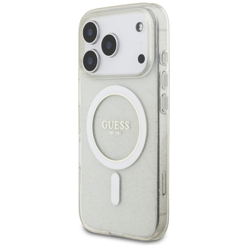 Guess IML Glitter Pearl Strap MagSafe Case for iPhone 17 Pro - Transparent_2