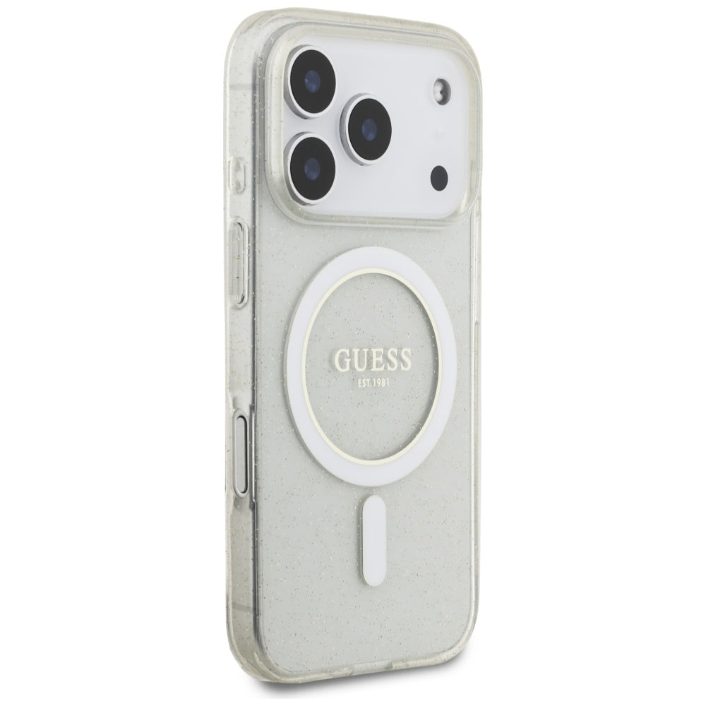 Guess IML Glitter Pearl Strap MagSafe Case for iPhone 17 Pro - Transparent_3